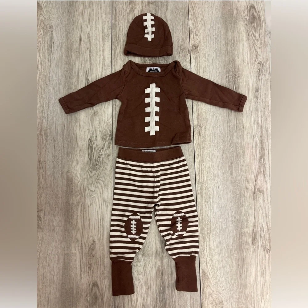 Mud Pie 0-3 months football outfit with hat
